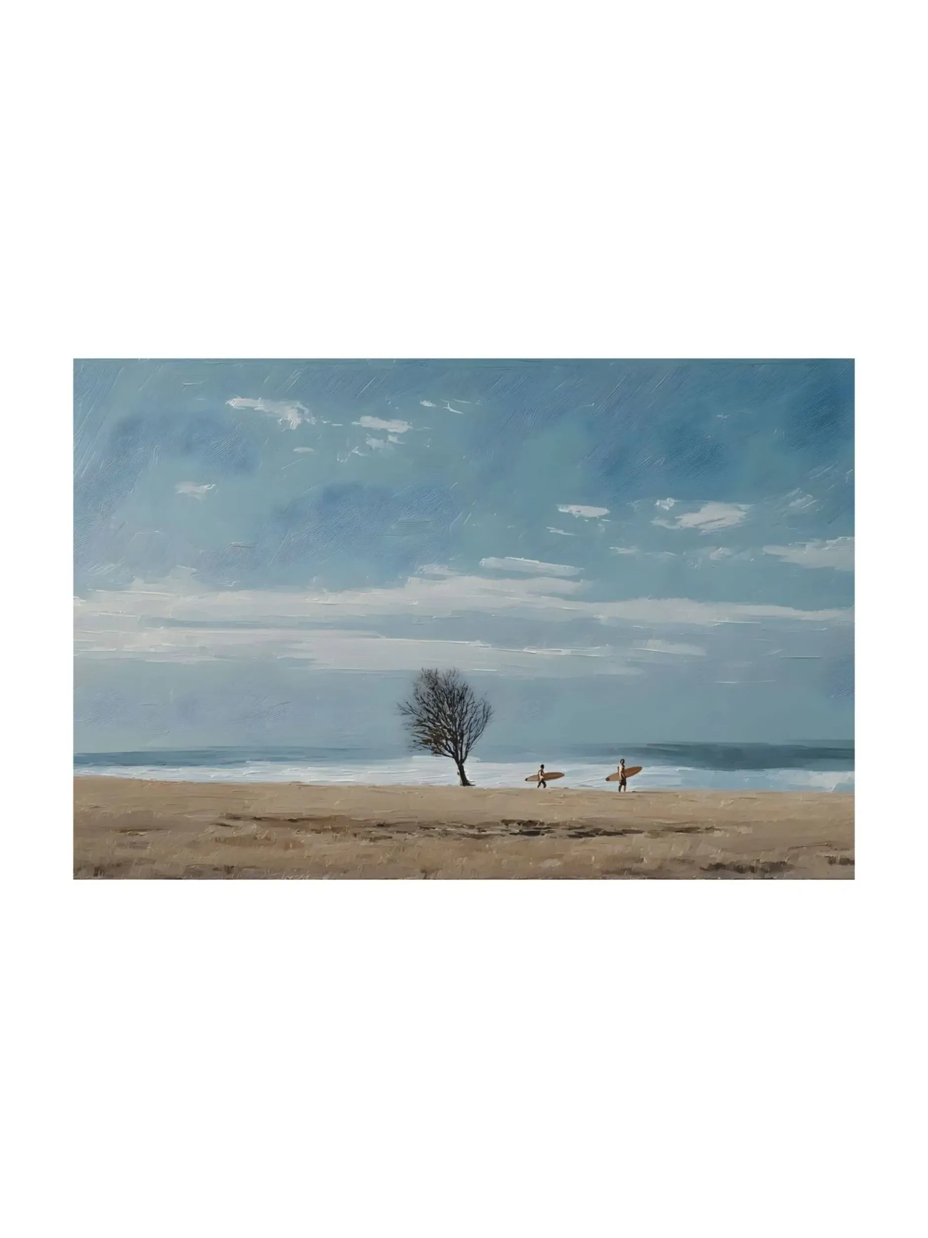 Handgemaltes Gemälde 'Surfer am Strandbaum' | Echtheitszertifikat inklusive