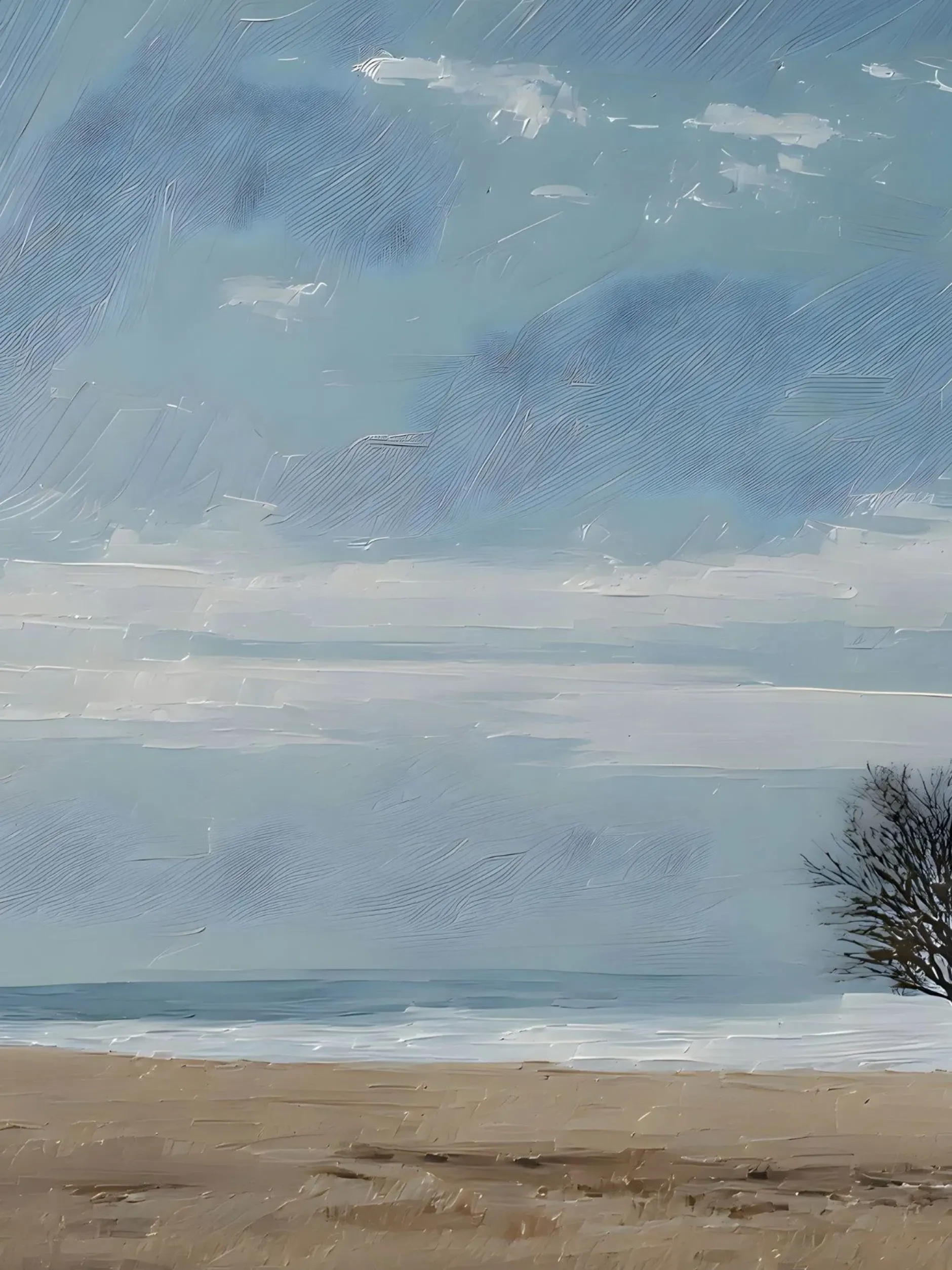 Handgemaltes Gemälde 'Surfer am Strandbaum' | Echtheitszertifikat inklusive