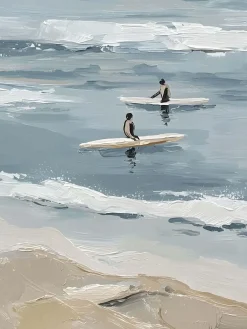 Handgemaltes Gemälde 'Surfer im Line-up' | Echtheitszertifikat inklusive