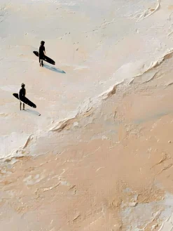 Handgemaltes Gemälde 'Surfer-Spaziergang Trio' | Echtheitszertifikat inklusive