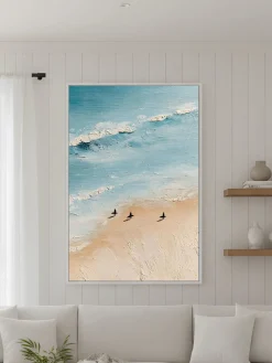 Handgemaltes Gemälde 'Surfstrand-Trio' | Echtheitszertifikat inklusive
