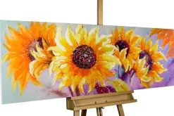 Handgemaltes Gemälde 'Symphony of Sunflowers' 150x50cm | inkl. Echtheitszertifikat