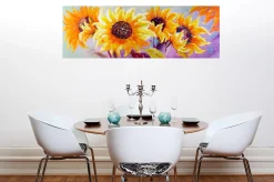 Handgemaltes Gemälde 'Symphony of Sunflowers' 150x50cm | inkl. Echtheitszertifikat