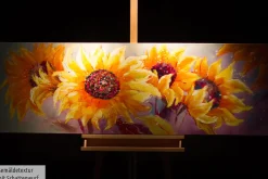 Handgemaltes Gemälde 'Symphony of Sunflowers' 150x50cm | inkl. Echtheitszertifikat