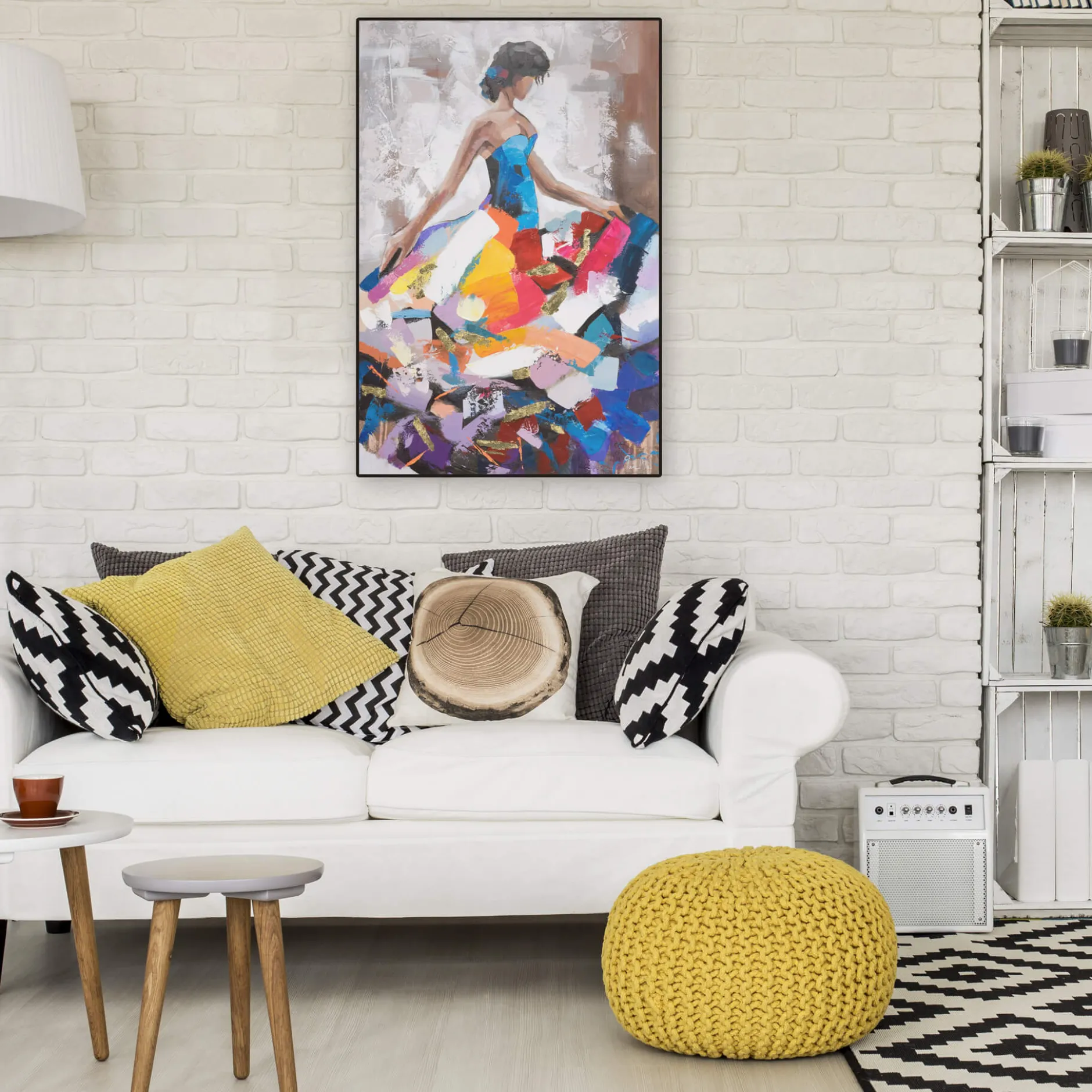 Handgemaltes Gemälde 'Tanz der Streifen' 60x90cm | inkl. Echtheitszertifikat