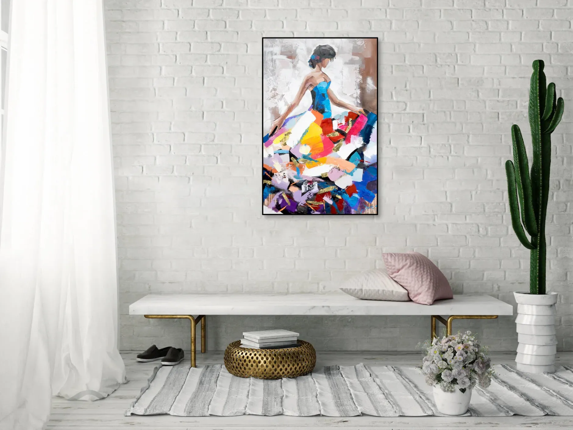 Handgemaltes Gemälde 'Tanz der Streifen' 60x90cm | inkl. Echtheitszertifikat
