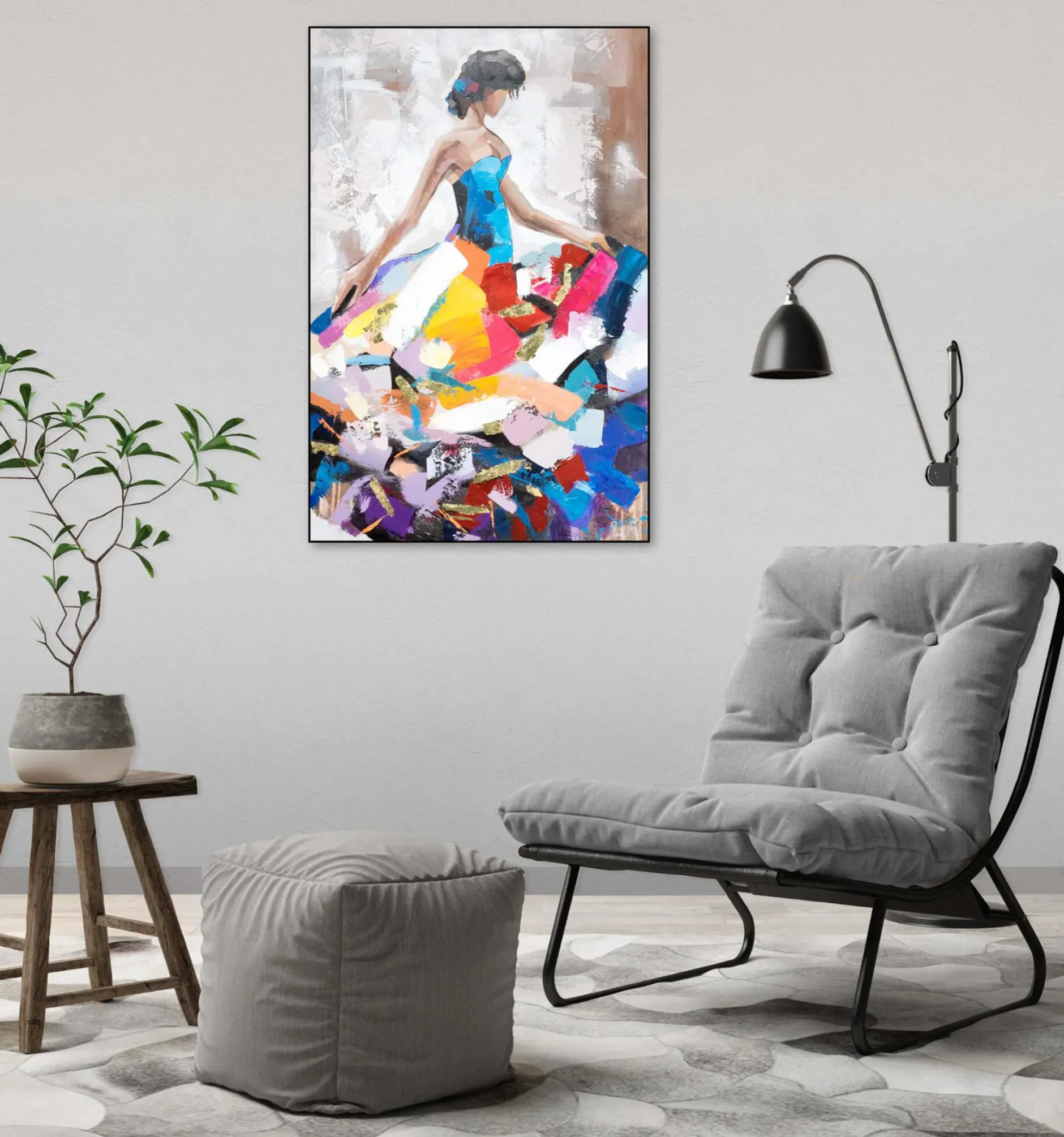 Handgemaltes Gemälde 'Tanz der Streifen' 60x90cm | inkl. Echtheitszertifikat