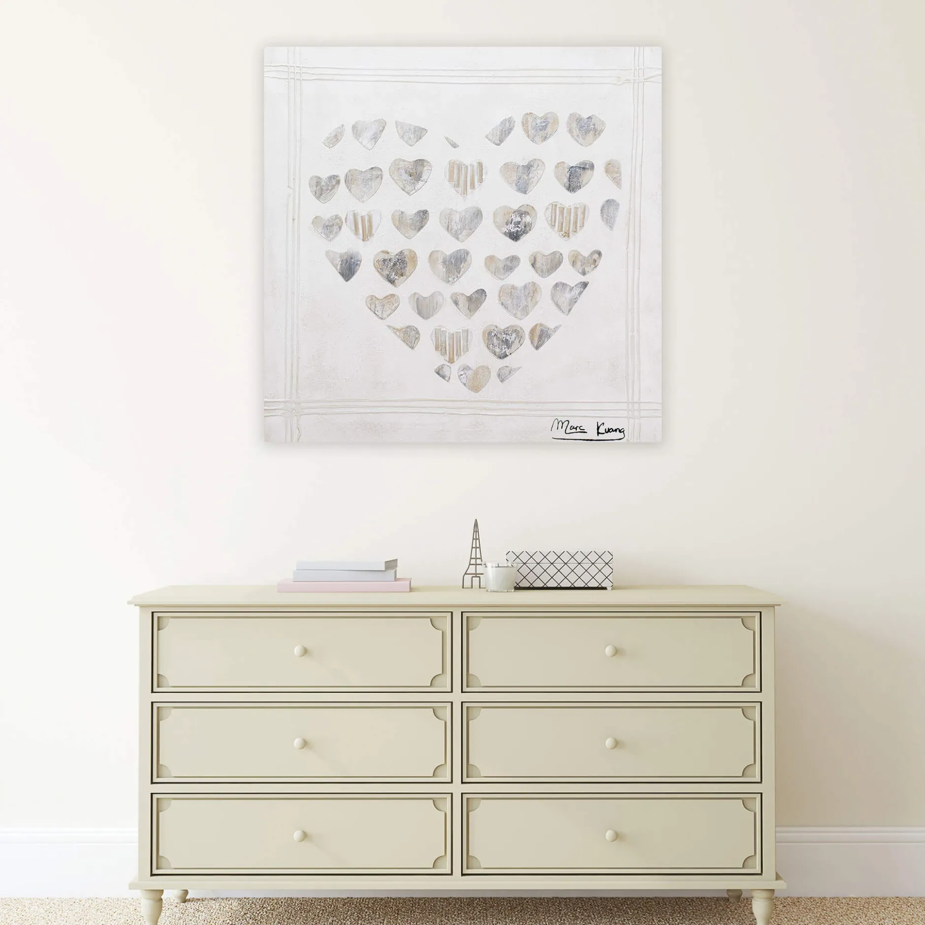Handgemaltes Gemälde 'Tausend Herzen' 80x80cm | inkl. Echtheitszertifikat