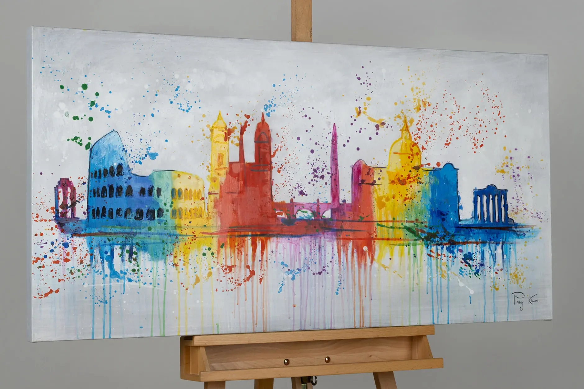 Handgemaltes Gemälde 'The Eternal City' 120x60cm | inkl. Echtheitszertifikat
