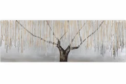 Handgemaltes Gemälde 'Trauerweide im Nebel' 150x50cm | inkl. Echtheitszertifikat