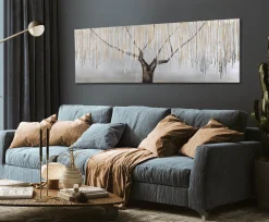 Handgemaltes Gemälde 'Trauerweide im Nebel' 150x50cm | inkl. Echtheitszertifikat