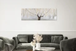 Handgemaltes Gemälde 'Trauerweide im Nebel' 150x50cm | inkl. Echtheitszertifikat