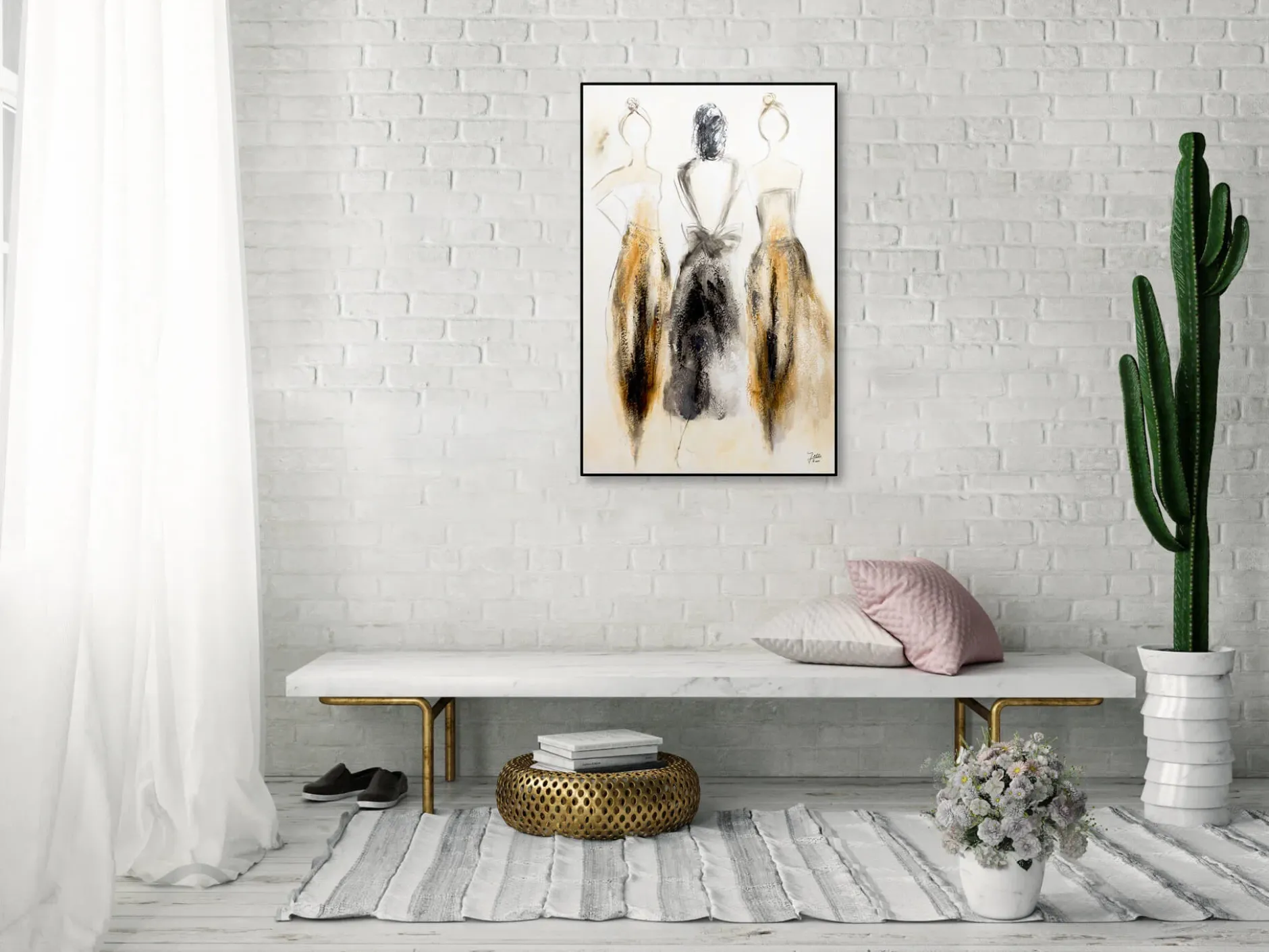 Handgemaltes Gemälde 'Traumtänzerinnen Trio' 60x90cm | inkl. Echtheitszertifikat