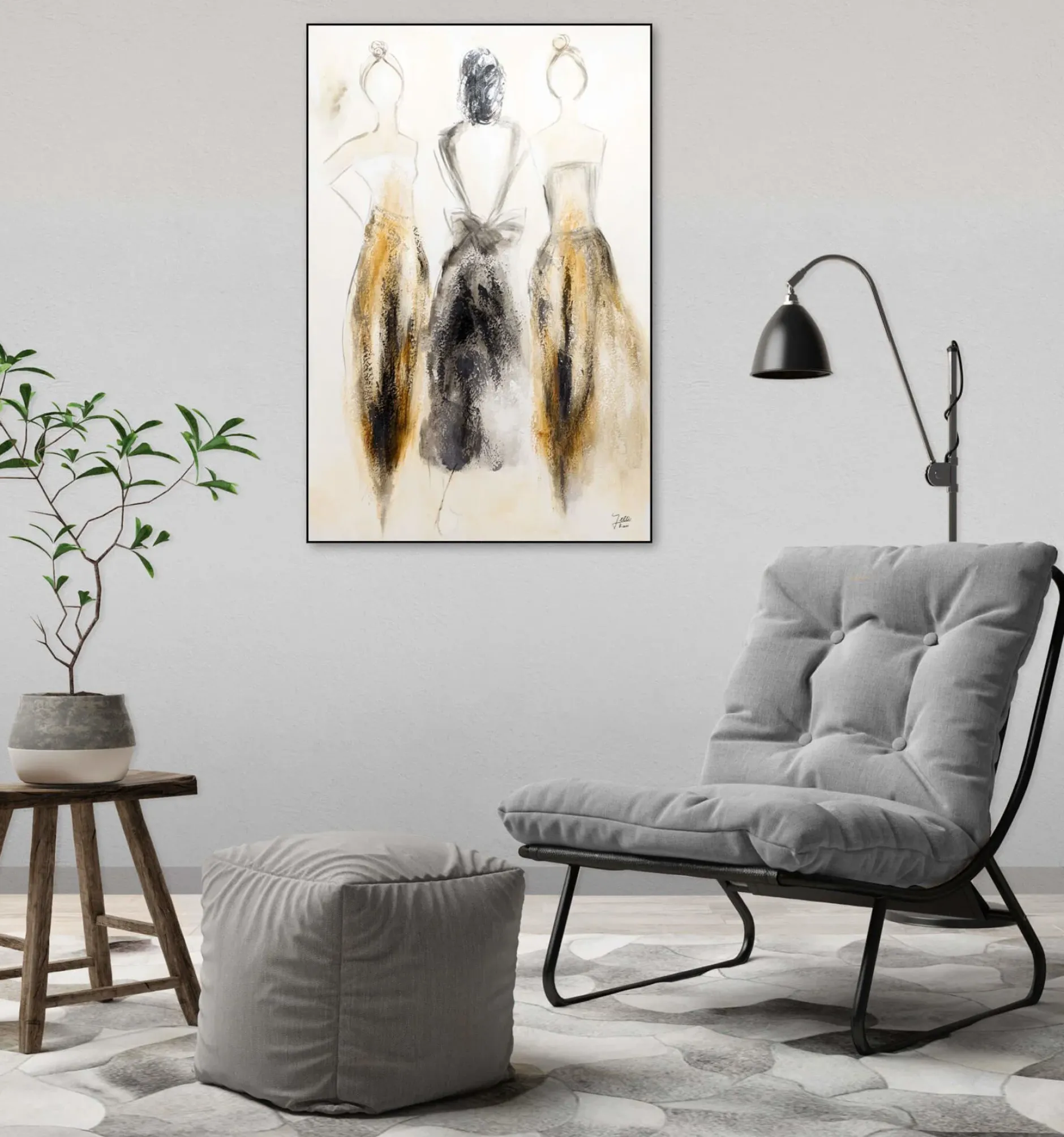 Handgemaltes Gemälde 'Traumtänzerinnen Trio' 60x90cm | inkl. Echtheitszertifikat