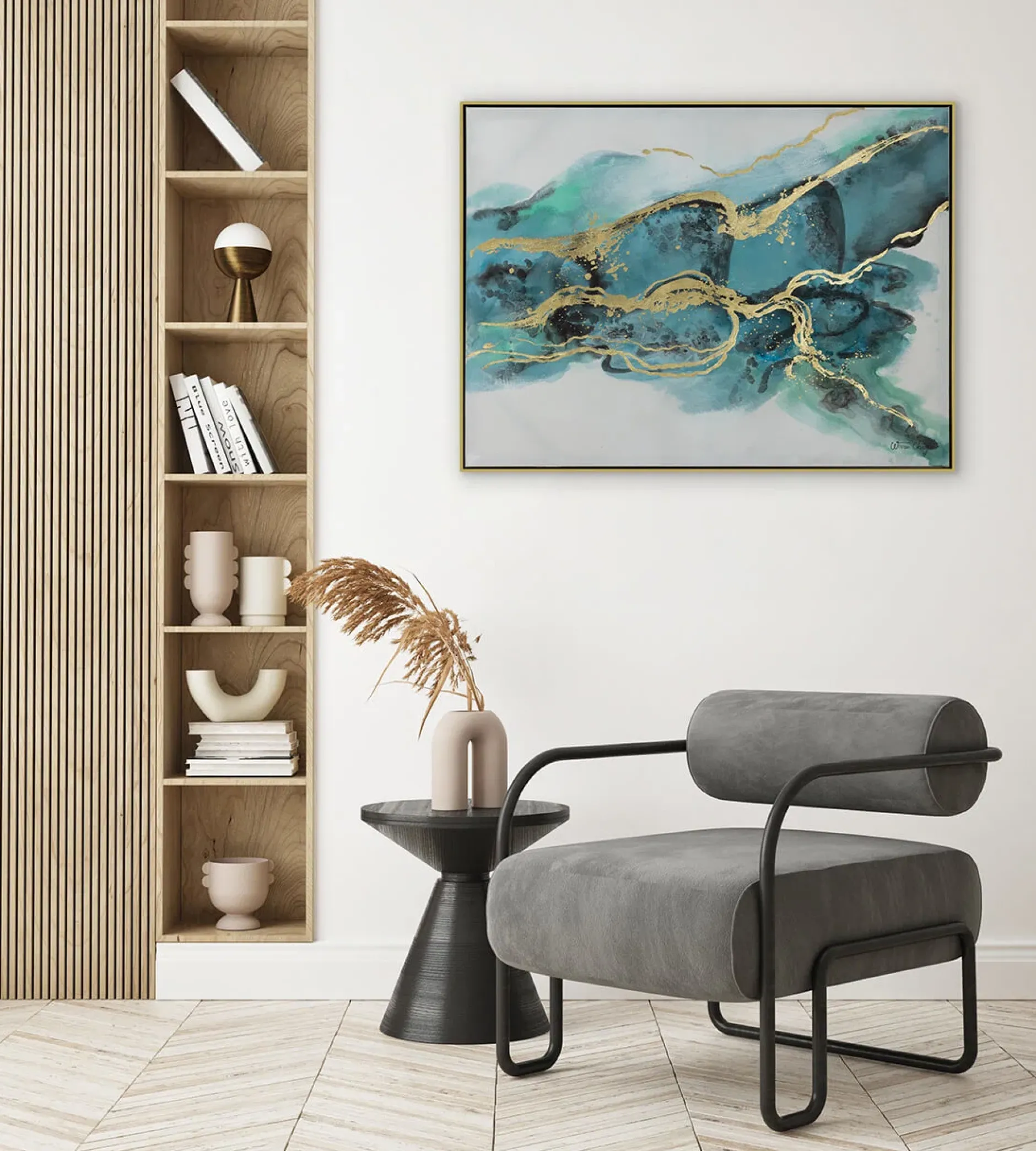 Handgemaltes Gemälde 'Türkise Magie' 102,5x77,5cm | inkl. Echtheitszertifikat