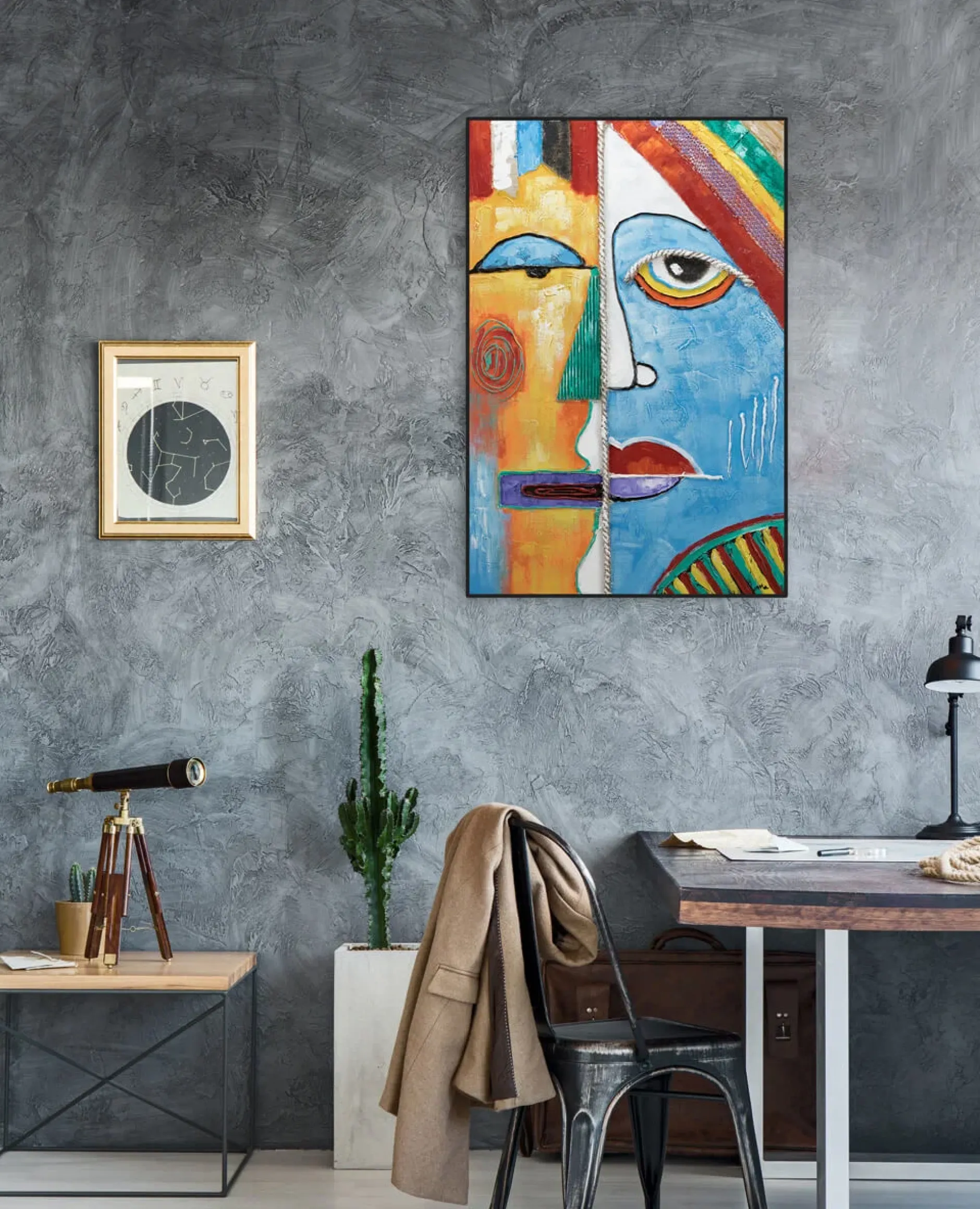 Handgemaltes Gemälde 'Two Faces' 60x90cm | inkl. Echtheitszertifikat