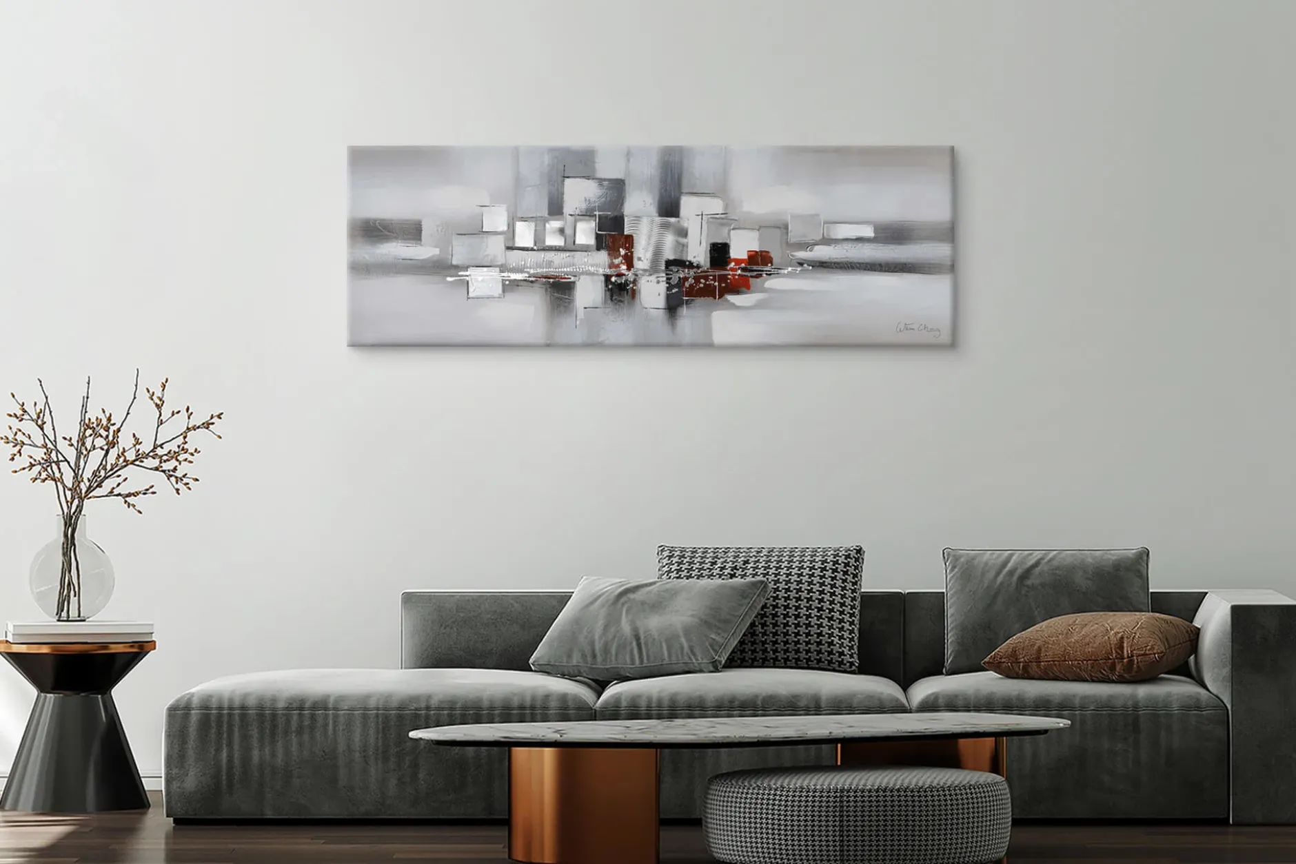 Handgemaltes Gemälde 'Umringt von Nebel' 150x50cm | inkl. Echtheitszertifikat