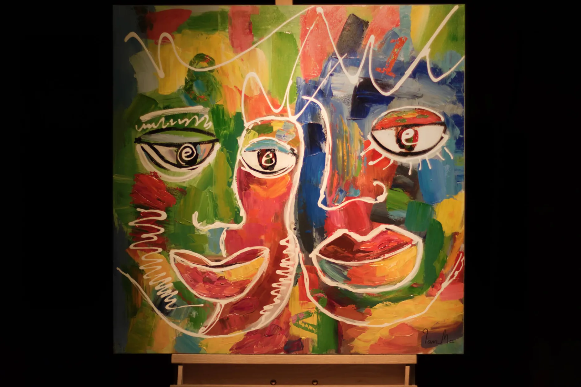 Handgemaltes Gemälde 'Unsichtbares Band' 80x80cm | inkl. Echtheitszertifikat