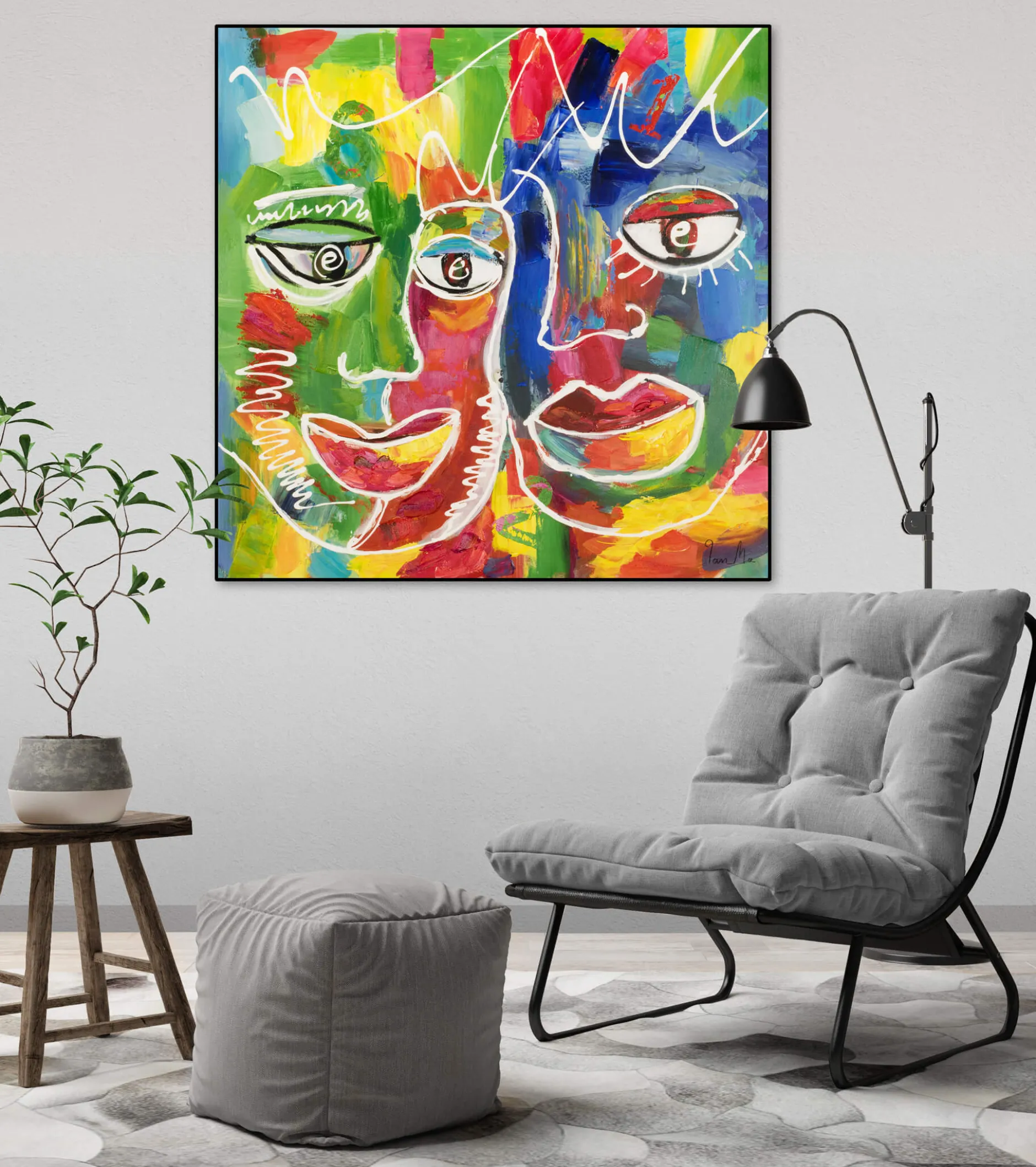 Handgemaltes Gemälde 'Unsichtbares Band' 80x80cm | inkl. Echtheitszertifikat