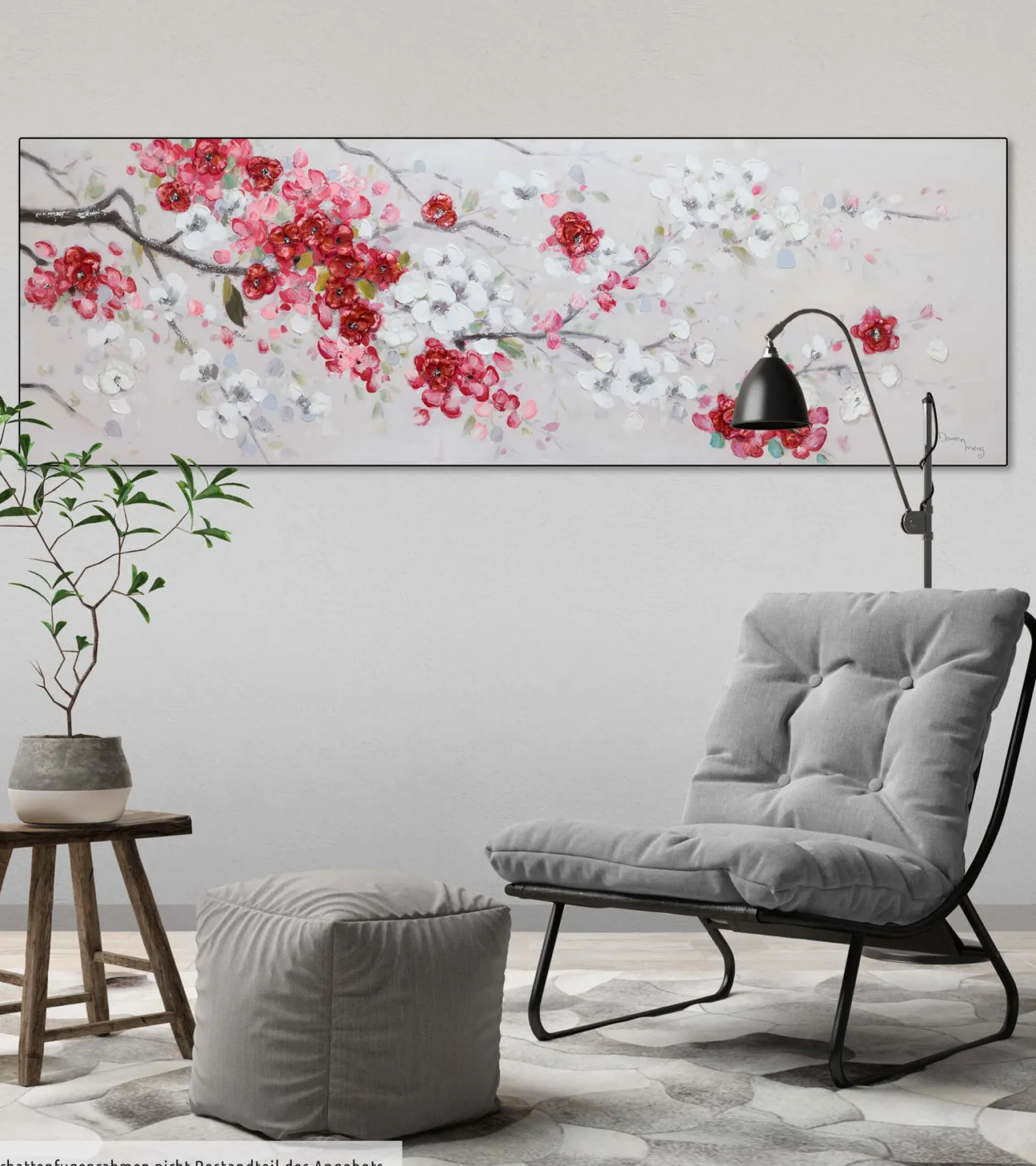 Handgemaltes Gemälde 'Unvergängliche Blüten' 150x50cm | inkl. Echtheitszertifikat