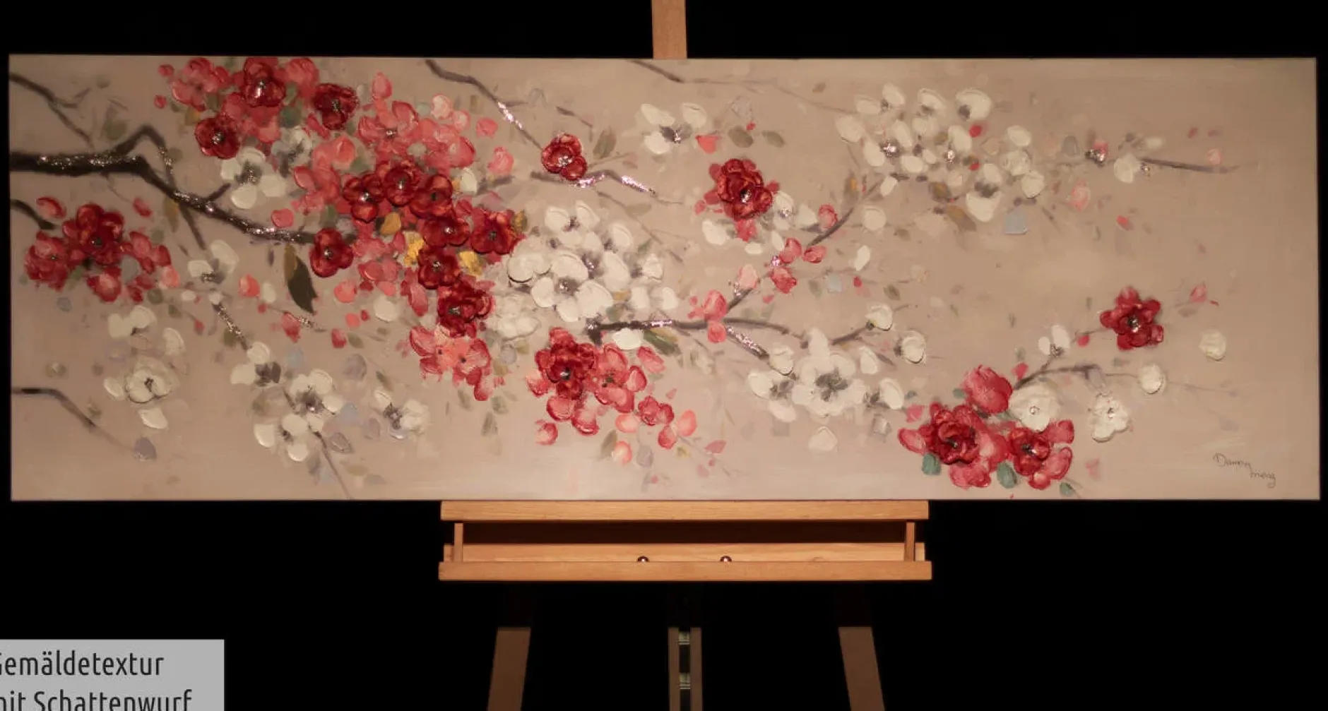 Handgemaltes Gemälde 'Unvergängliche Blüten' 150x50cm | inkl. Echtheitszertifikat