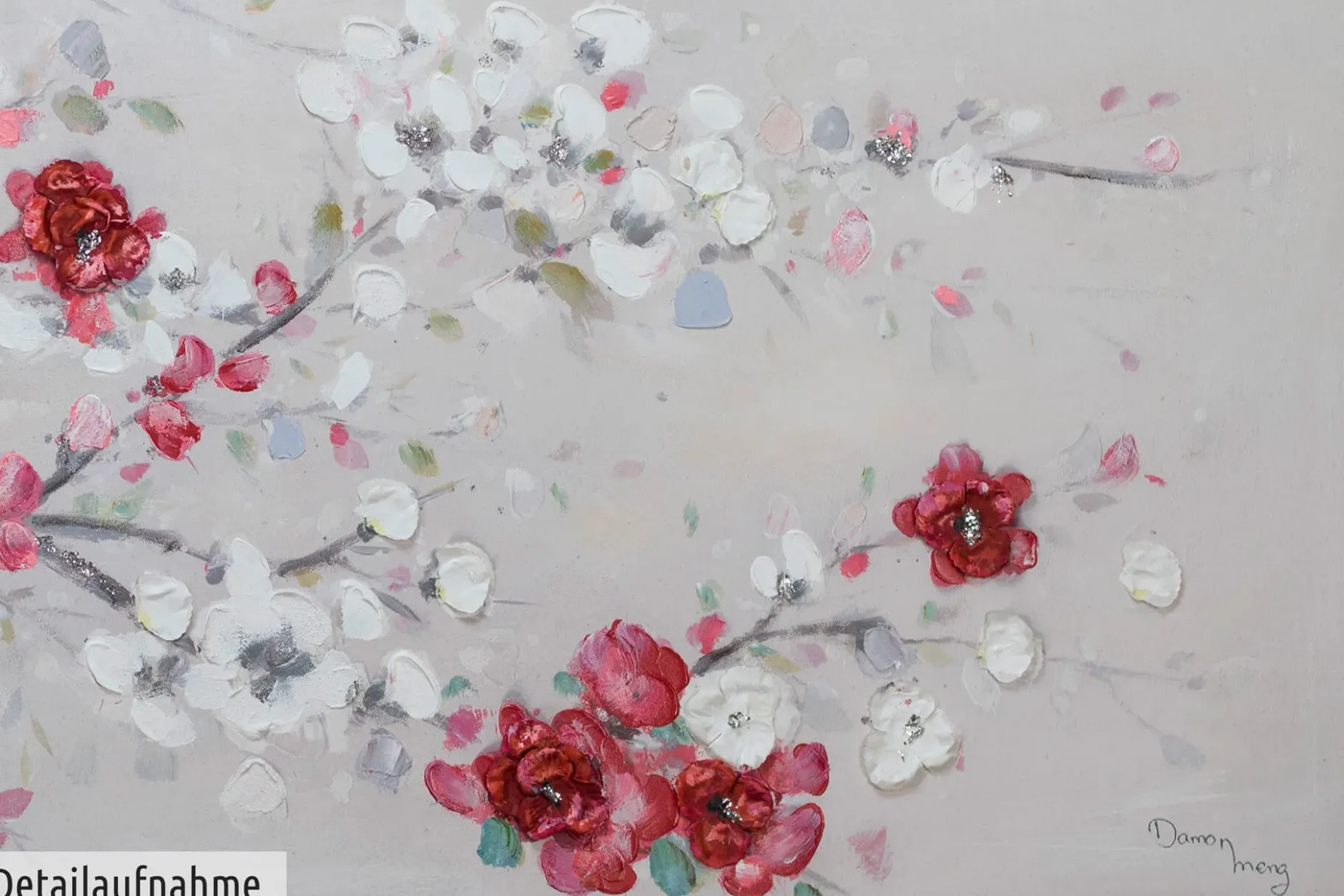 Handgemaltes Gemälde 'Unvergängliche Blüten' 150x50cm | inkl. Echtheitszertifikat
