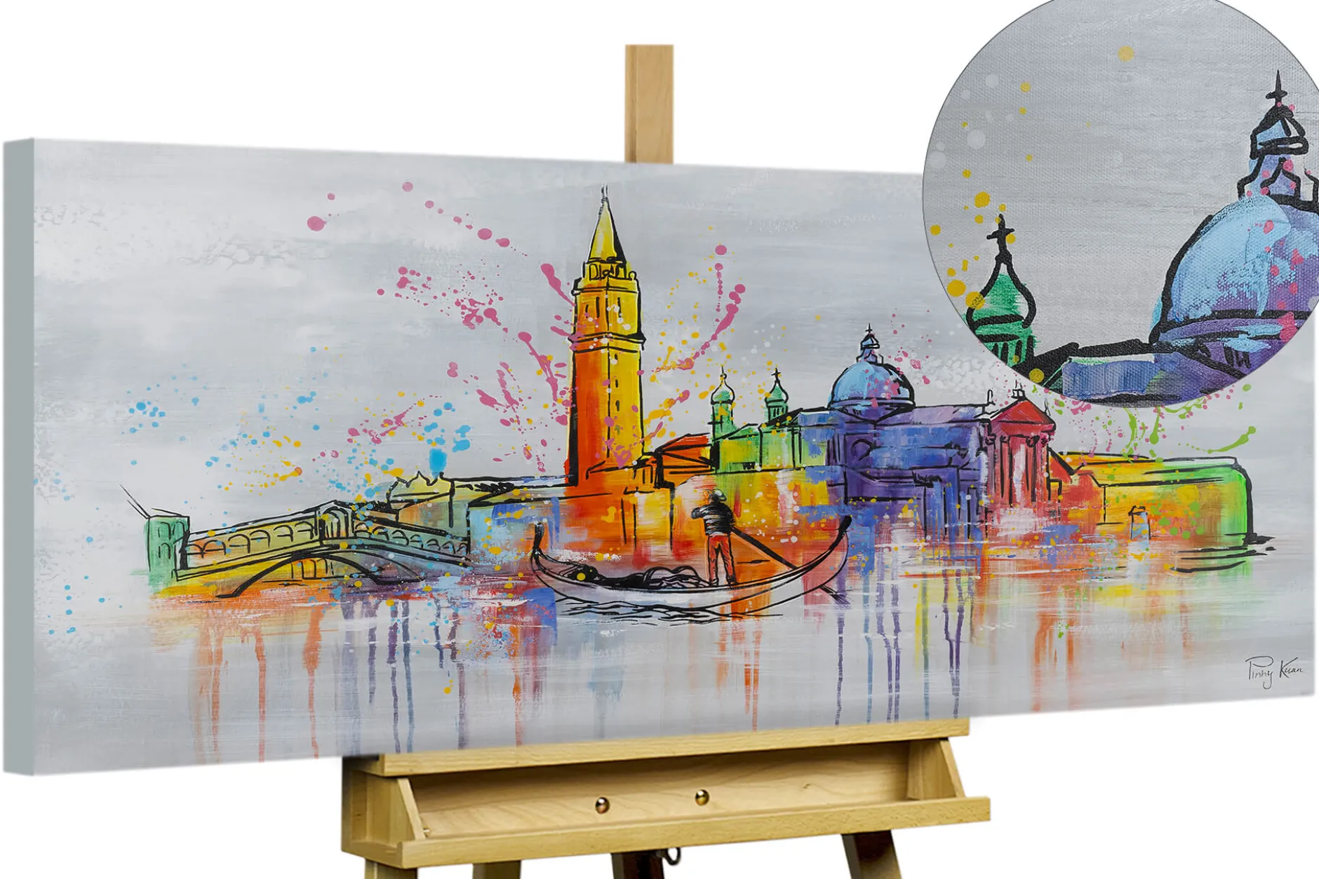 Handgemaltes Gemälde 'Venice Skyline Silhouette' 120x60cm | inkl. Echtheitszertifikat