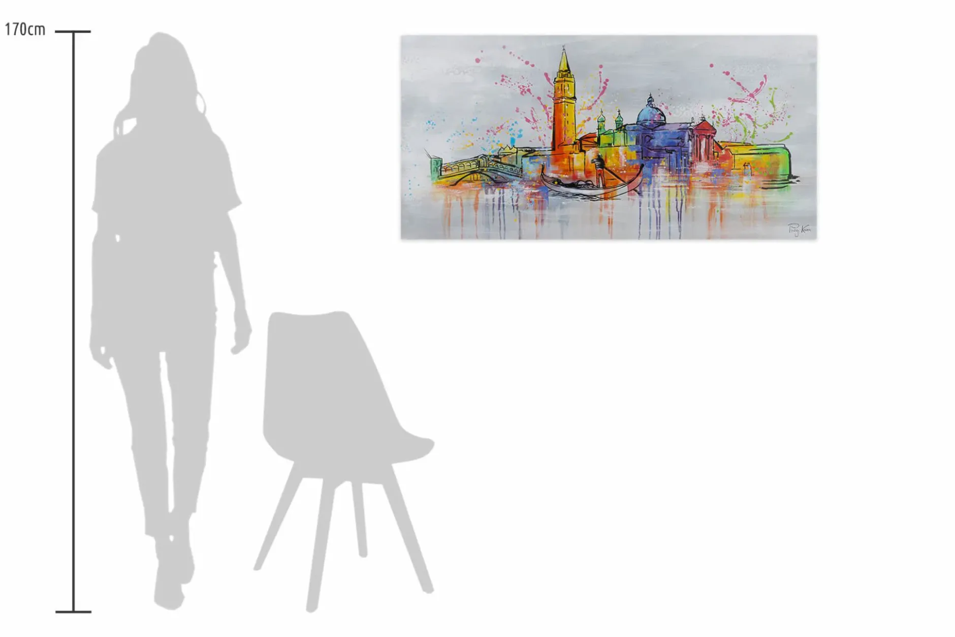 Handgemaltes Gemälde 'Venice Skyline Silhouette' 120x60cm | inkl. Echtheitszertifikat