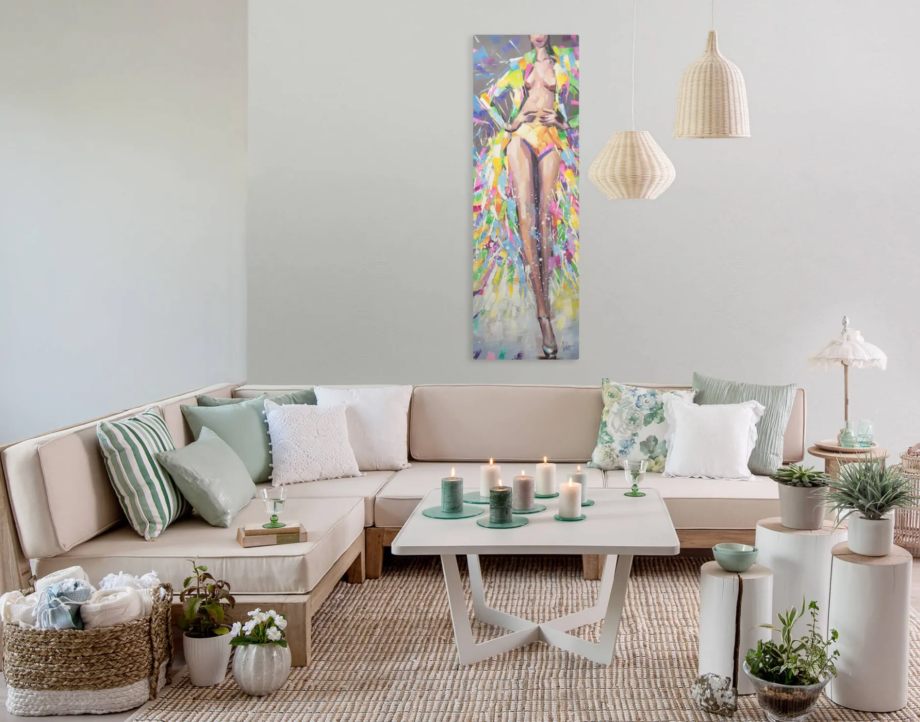 Handgemaltes Gemälde 'Verführende Venus' 40x120cm | inkl. Echtheitszertifikat