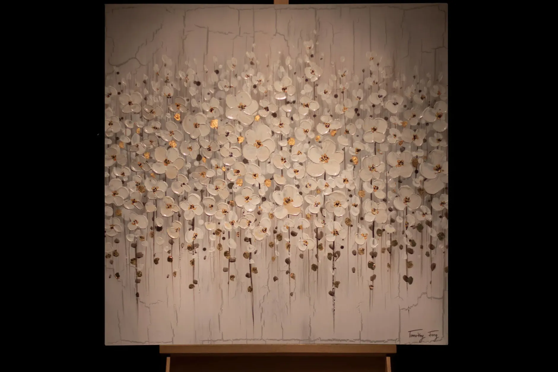 Handgemaltes Gemälde 'Versammlung der Blumen' 80x80cm | inkl. Echtheitszertifikat
