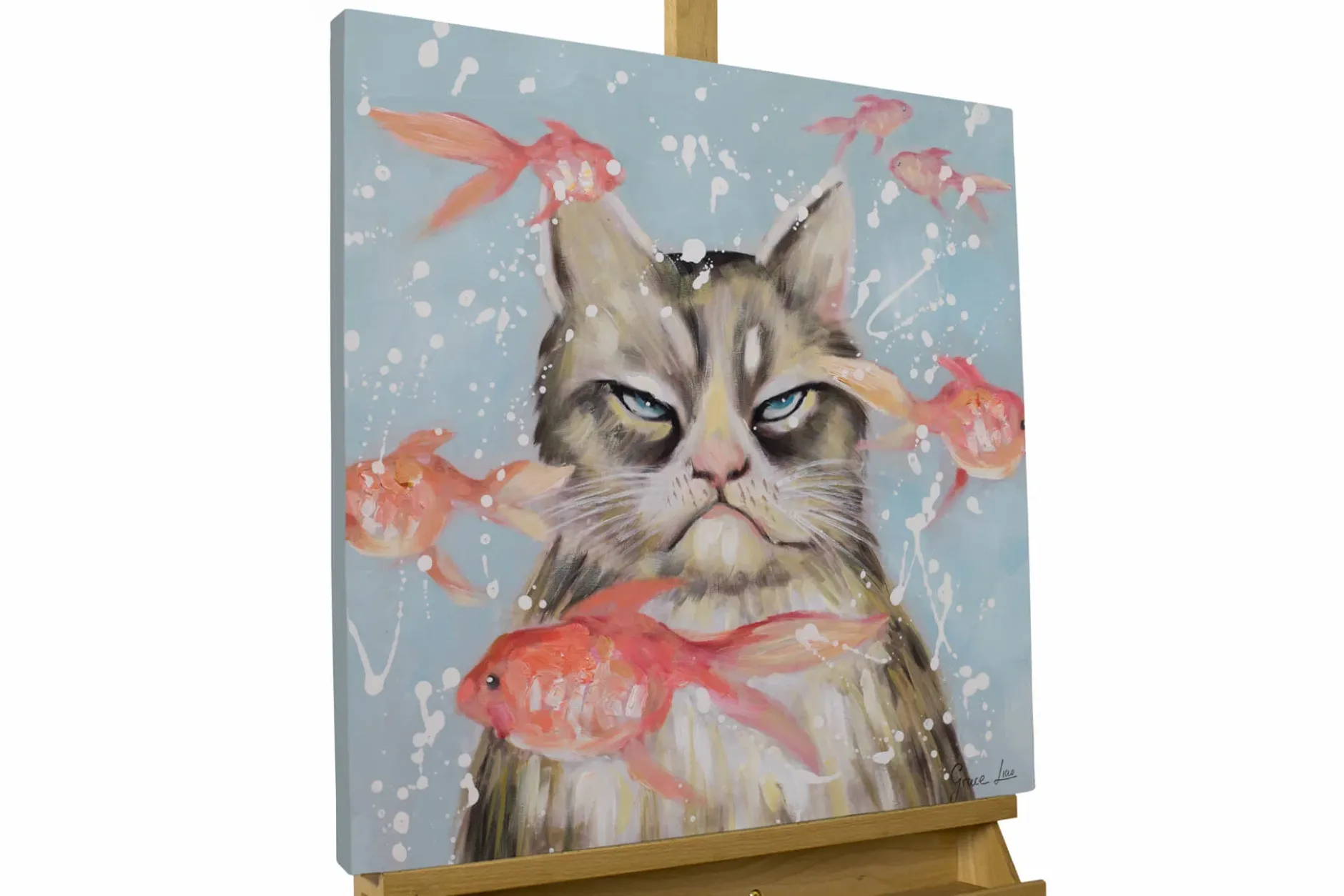 Handgemaltes Gemälde 'Very Crabby Cat' 60x60cm | inkl. Echtheitszertifikat