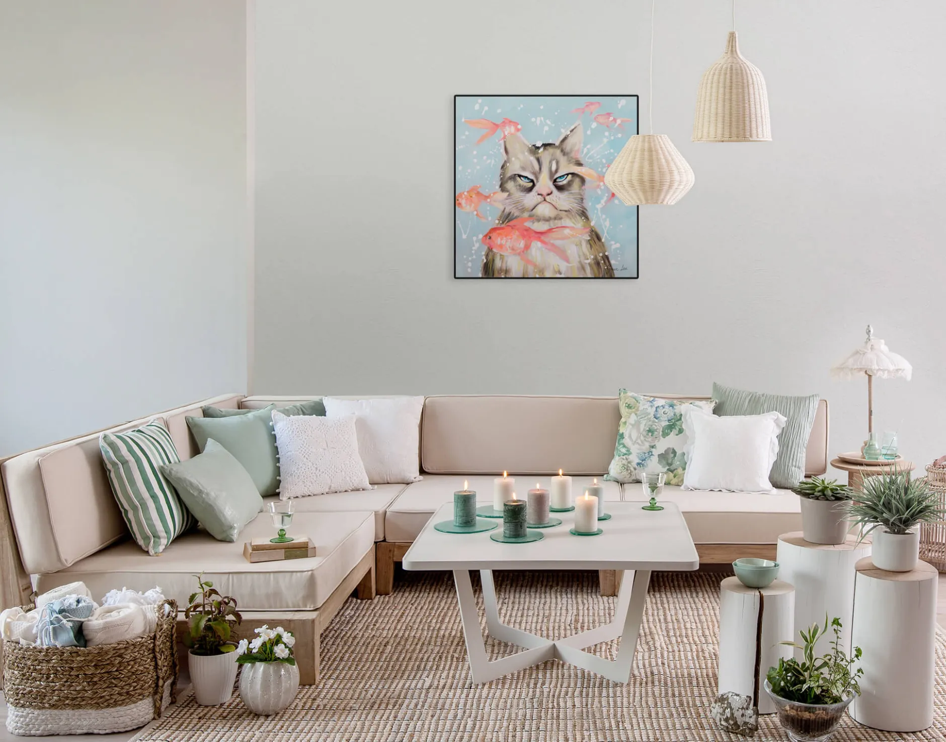 Handgemaltes Gemälde 'Very Crabby Cat' 60x60cm | inkl. Echtheitszertifikat