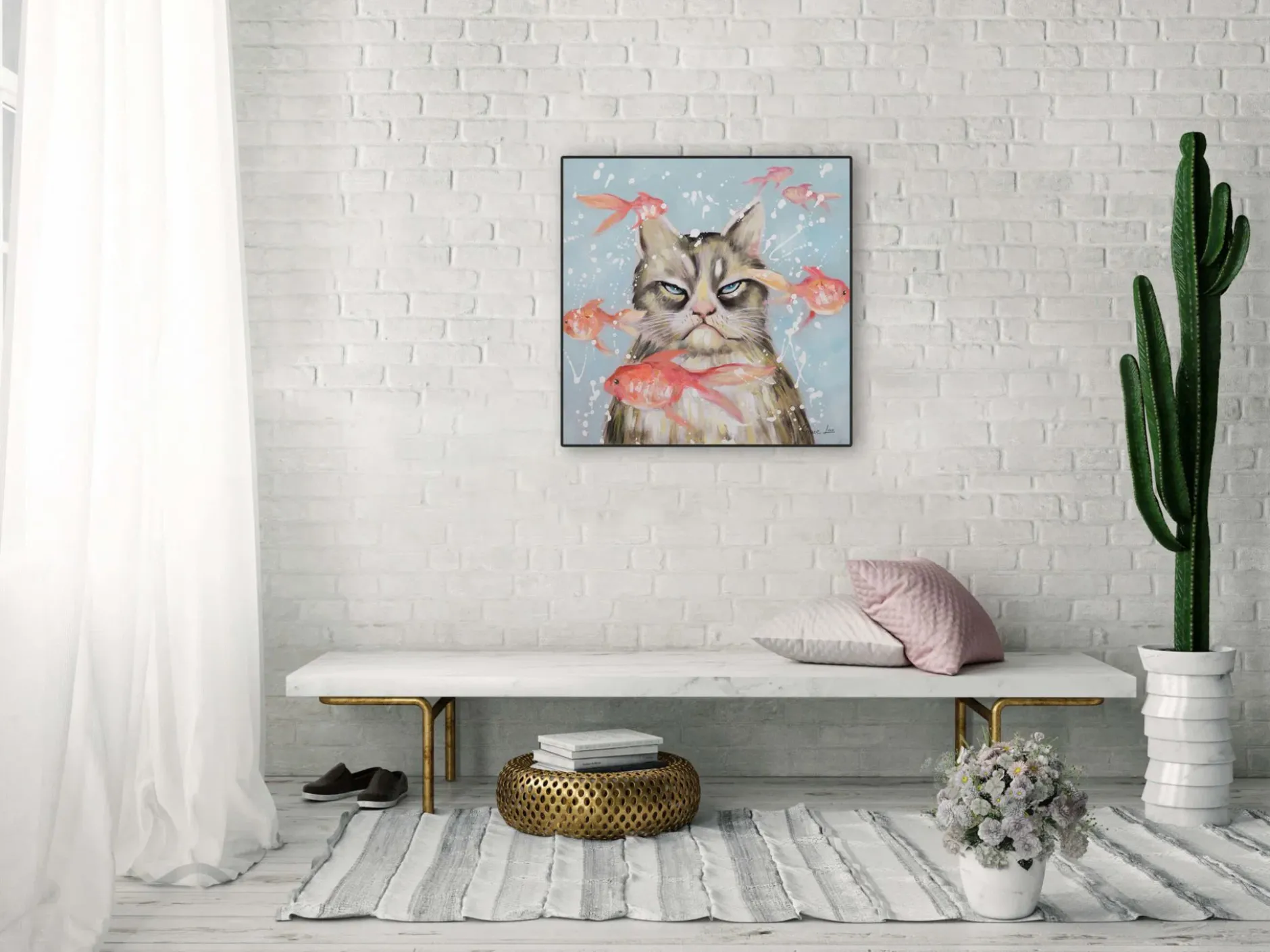 Handgemaltes Gemälde 'Very Crabby Cat' 60x60cm | inkl. Echtheitszertifikat