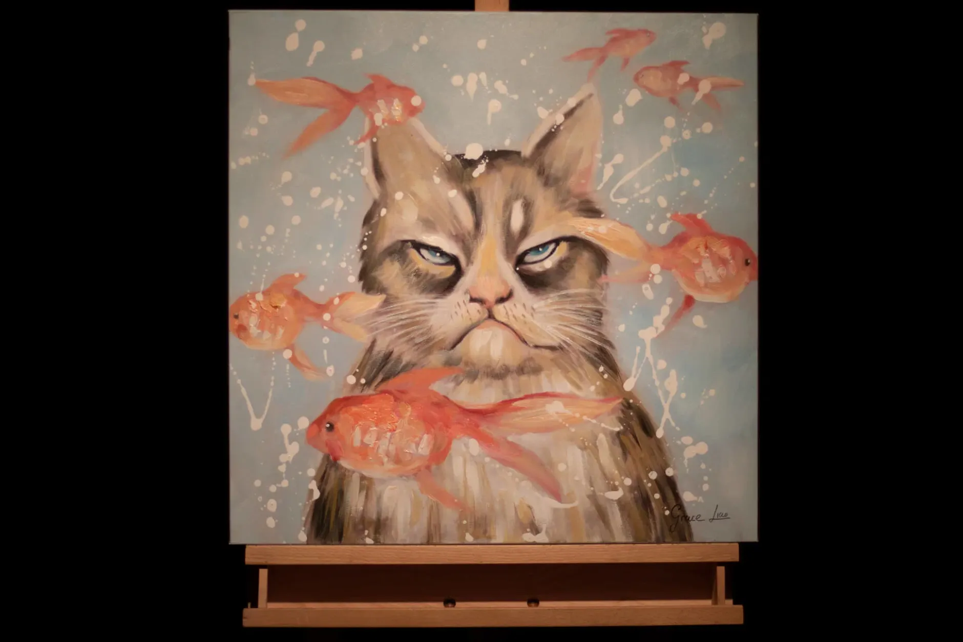 Handgemaltes Gemälde 'Very Crabby Cat' 60x60cm | inkl. Echtheitszertifikat