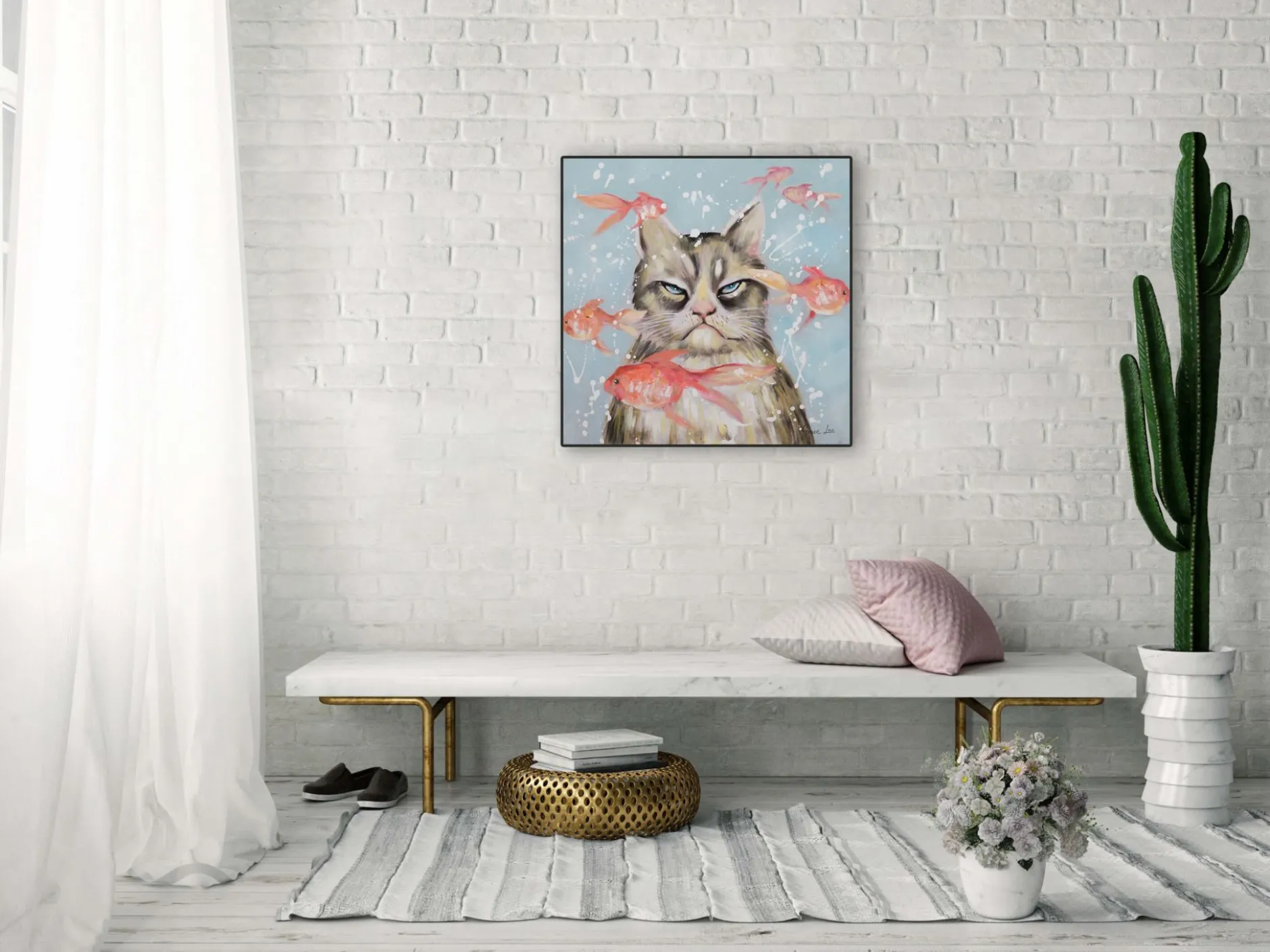 Handgemaltes Gemälde 'Very Crabby Cat' 60x60cm | inkl. Echtheitszertifikat
