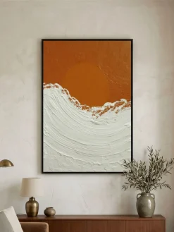 Handgemaltes Gemälde 'Warme Orange Welle' | Echtheitszertifikat inklusive
