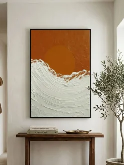 Handgemaltes Gemälde 'Warme Orange Welle' | Echtheitszertifikat inklusive