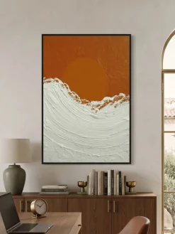 Handgemaltes Gemälde 'Warme Orange Welle' | Echtheitszertifikat inklusive