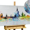 Handgemaltes Gemälde 'Warsaw Skyline Silhouette' 120x60cm | inkl. Echtheitszertifikat