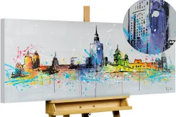 Handgemaltes Gemälde 'Warsaw Skyline Silhouette' 120x60cm | inkl. Echtheitszertifikat