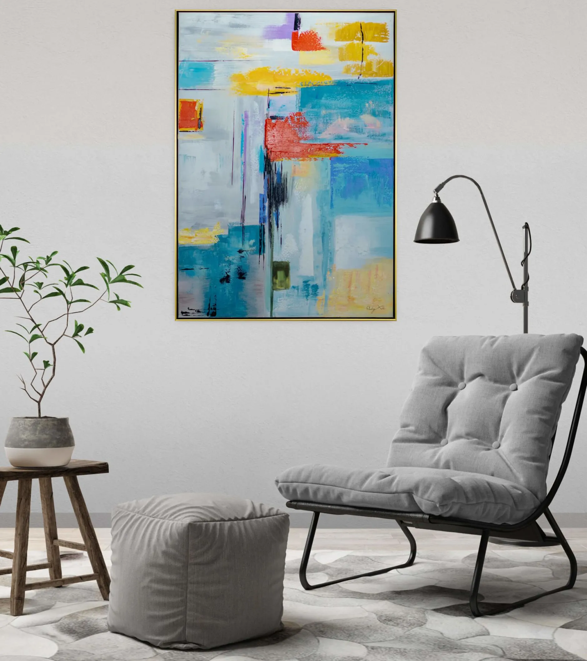 Handgemaltes Gemälde 'Water Reflections' 77,5x102,5cm | inkl. Echtheitszertifikat