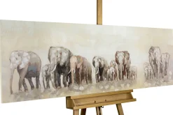 Handgemaltes Gemälde 'Weg der Elefanten' 150x50cm | inkl. Echtheitszertifikat