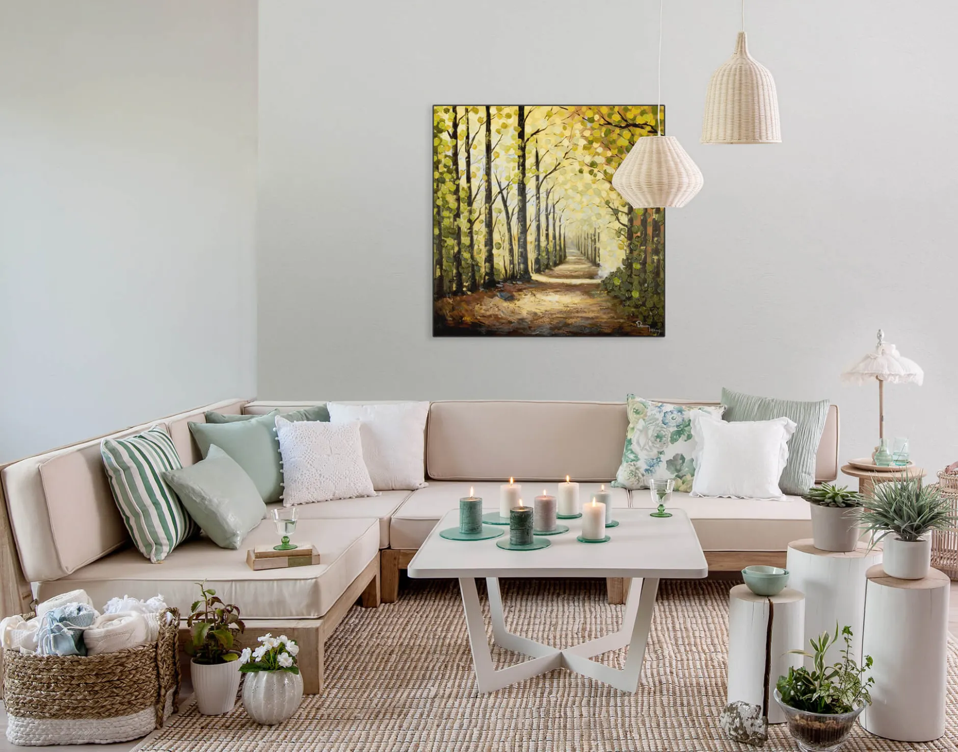 Handgemaltes Gemälde 'Wege des Waldes' 80x80cm | inkl. Echtheitszertifikat