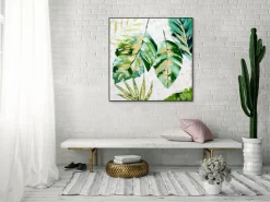 Handgemaltes Gemälde 'Wehende Blätter' 90x90cm | inkl. Echtheitszertifikat