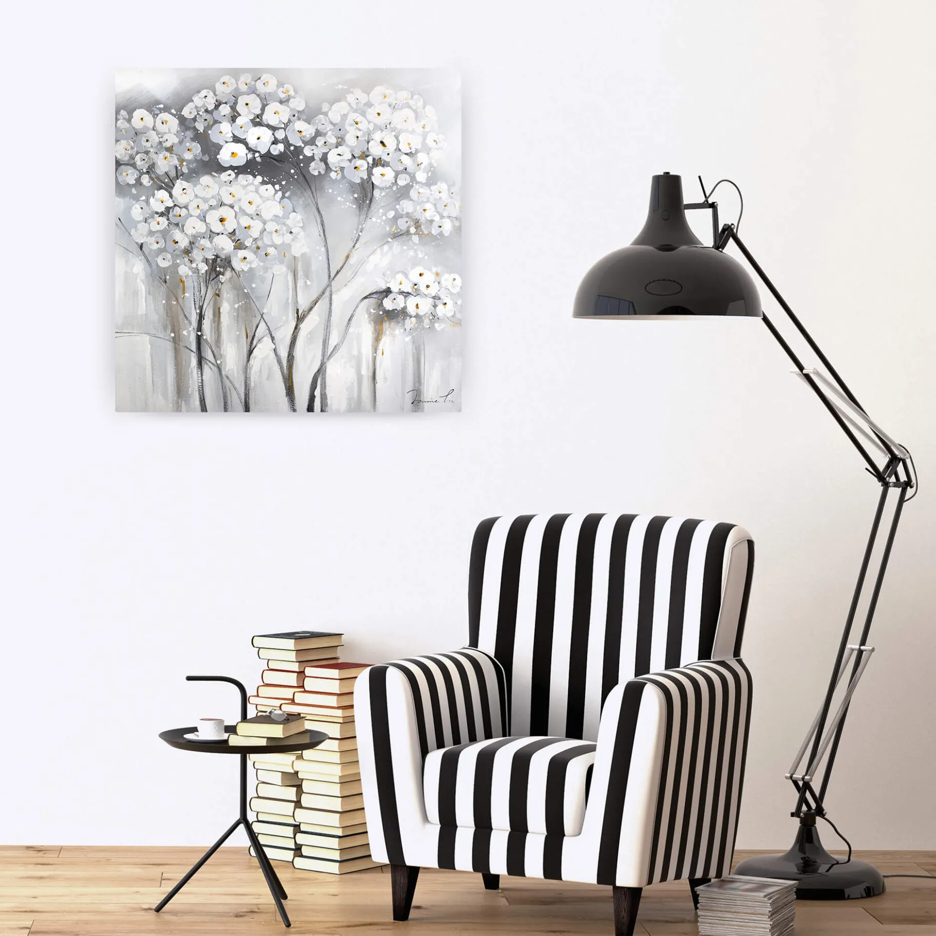Handgemaltes Gemälde 'Weiße Unschuld' 80x80cm | inkl. Echtheitszertifikat