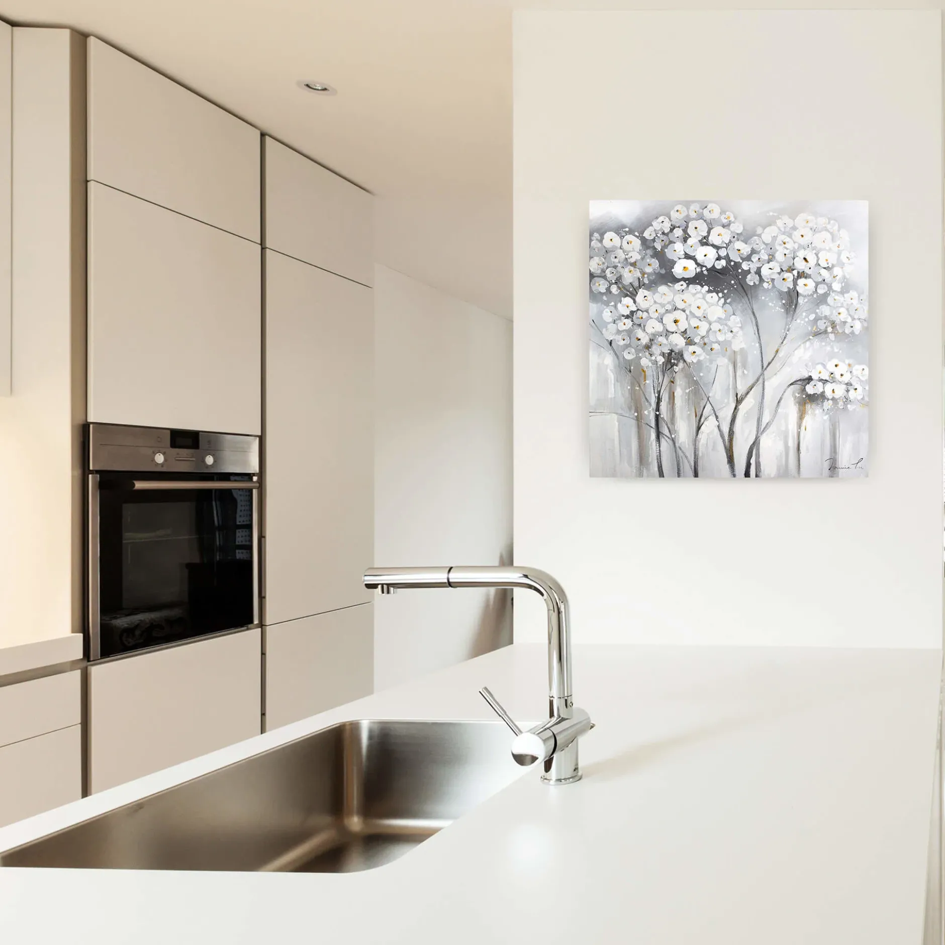 Handgemaltes Gemälde 'Weiße Unschuld' 80x80cm | inkl. Echtheitszertifikat