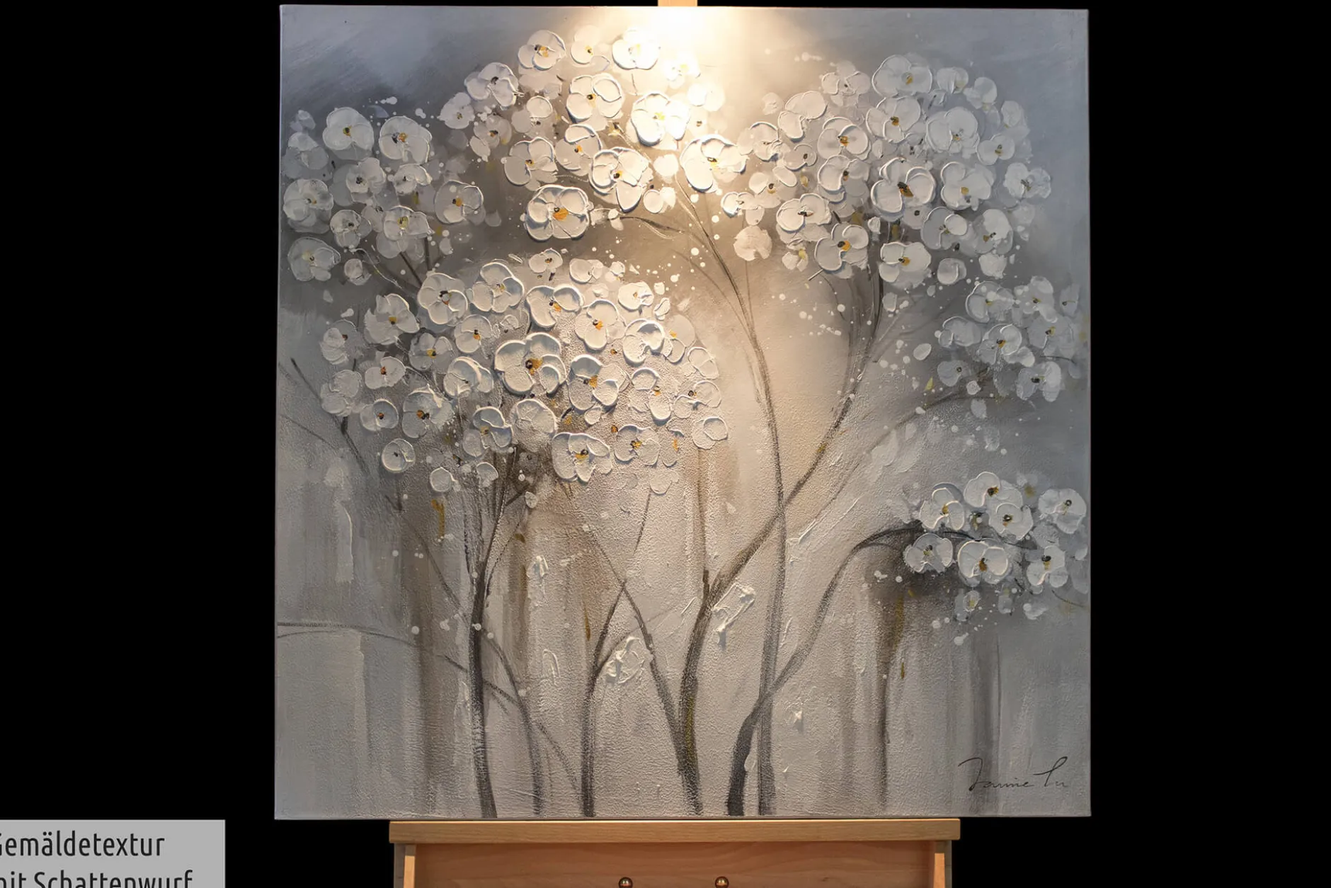 Handgemaltes Gemälde 'Weiße Unschuld' 80x80cm | inkl. Echtheitszertifikat