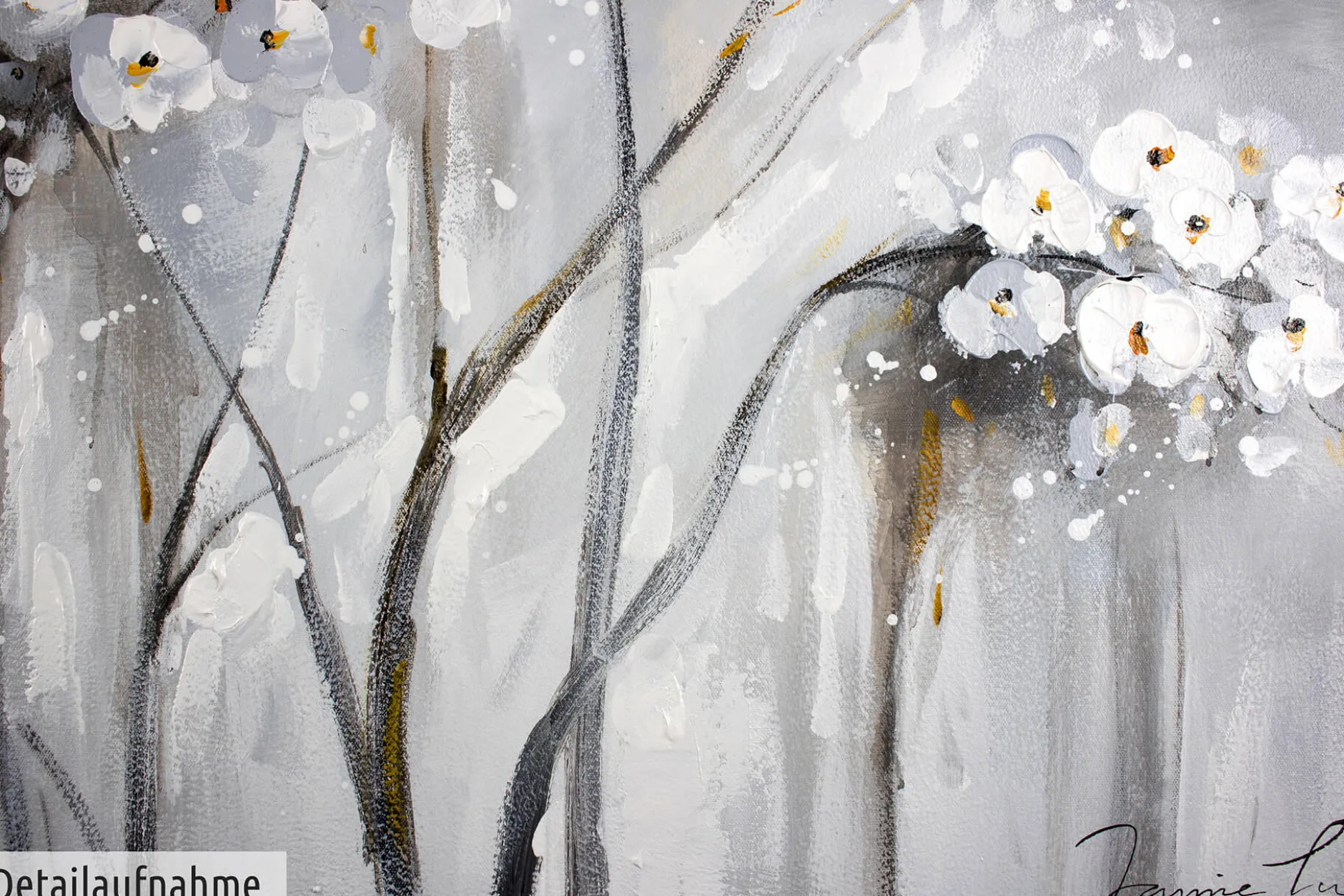 Handgemaltes Gemälde 'Weiße Unschuld' 80x80cm | inkl. Echtheitszertifikat