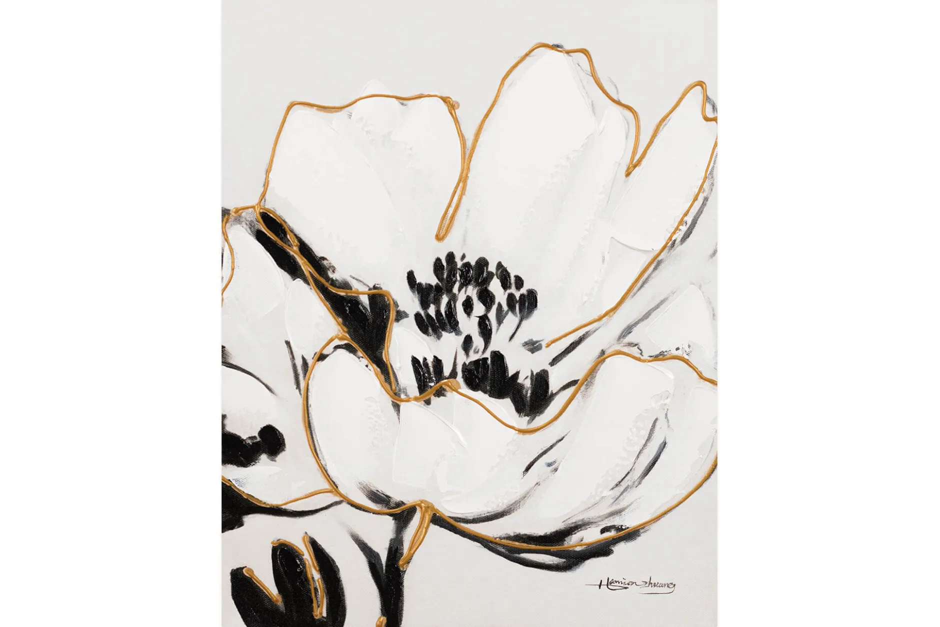 Handgemaltes Gemälde 'Weiße Unschuldsblume' 40x50cm | inkl. Echtheitszertifikat