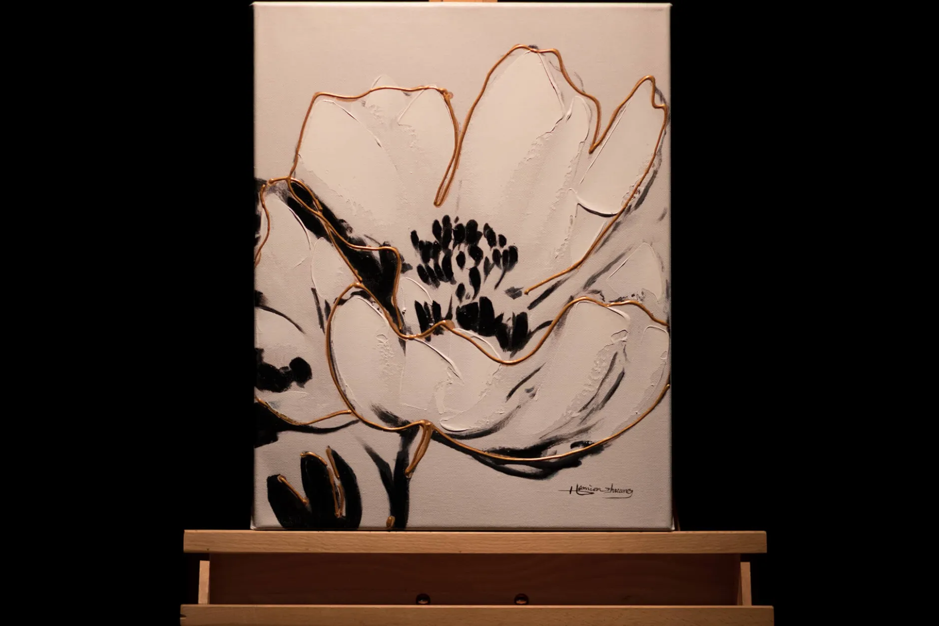 Handgemaltes Gemälde 'Weiße Unschuldsblume' 40x50cm | inkl. Echtheitszertifikat
